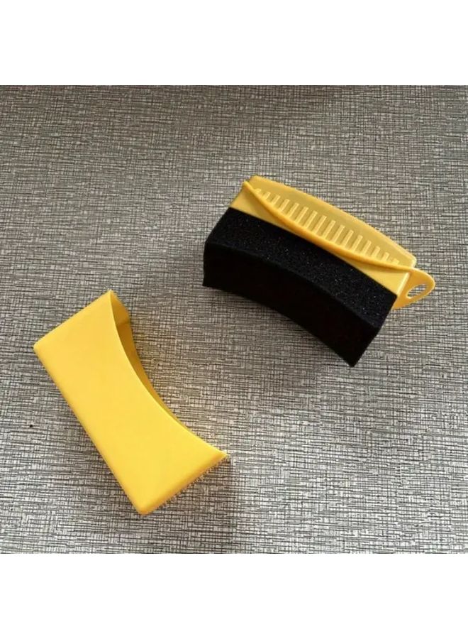 Yellow Car Detailing Sponge Brush With Lid For Waxing Tire And Corner Cleaning - Image 3