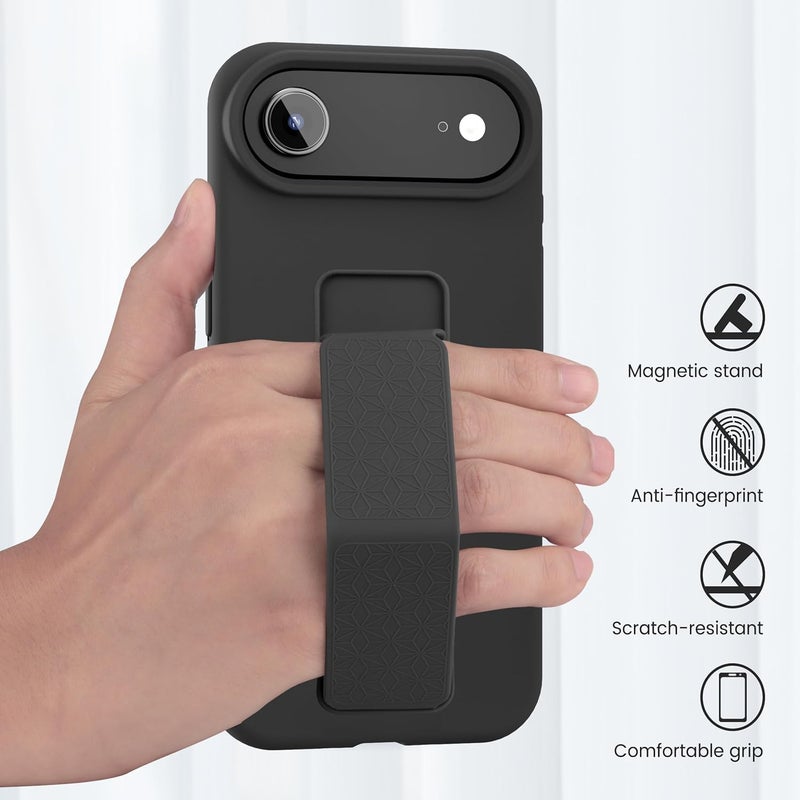 بورتوني حافظة iPhone 17 Air، غطاء حامل إصبع مع حامل قابل للطي، حافظة سيليكون ناعمة متعددة الحوامل مغناطيسية للسيارة لهاتف iPhone 17 Air مقاس 6.5 بوصة (أسود، iPhone 17 Air) - Image 5