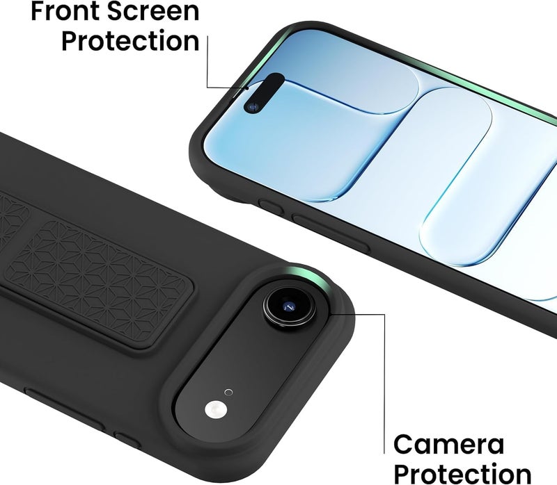 بورتوني حافظة iPhone 17 Air، غطاء حامل إصبع مع حامل قابل للطي، حافظة سيليكون ناعمة متعددة الحوامل مغناطيسية للسيارة لهاتف iPhone 17 Air مقاس 6.5 بوصة (أسود، iPhone 17 Air) - Image 4