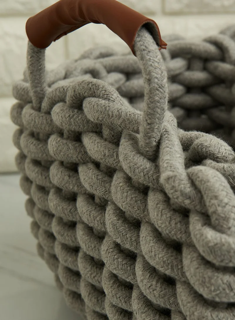 AURORA Set Of 3 Grey Knitted Storage Baskets