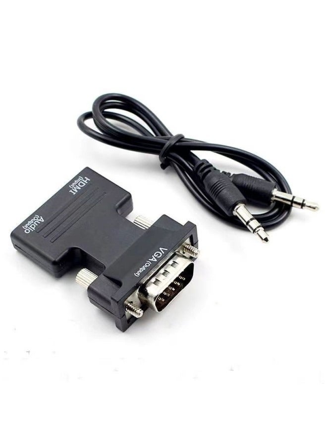HDMI Female To VGA Male Converter And Audio Adapter Black/Silver - Image 1