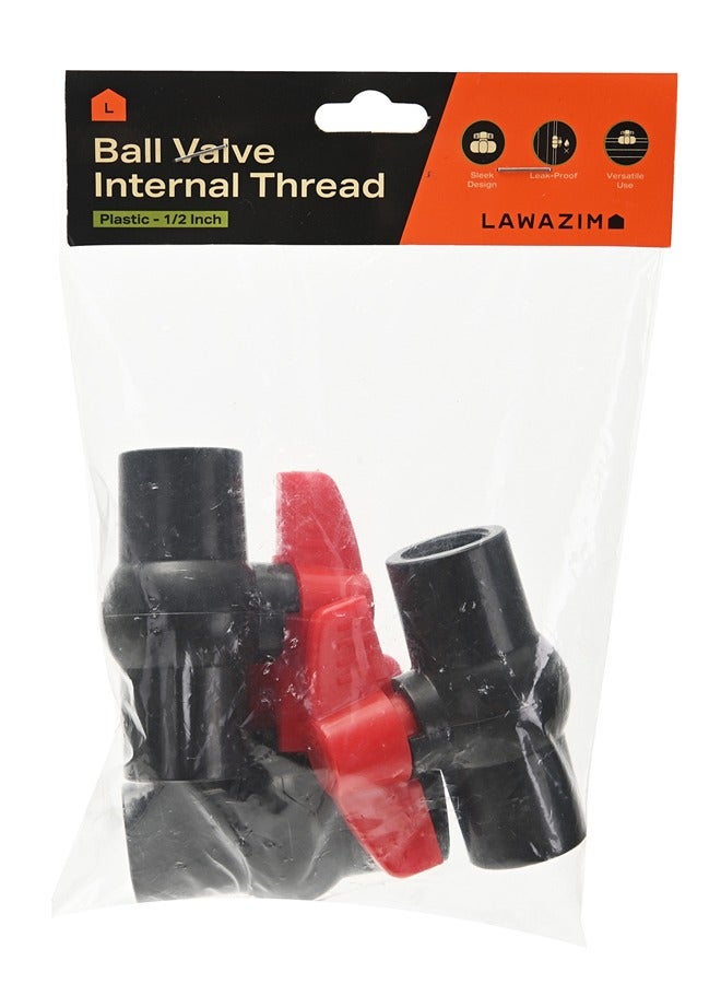 LAWAZIM Plastic Ball Valve Internal Thread -3 Piece 1/2inch- Anti-Corrosion Leak-Proof Shut-Off Valve for Reliable Flow Control in Plumbing, Irrigation, Water Lines, Water Management and Fluid Control - Image 5