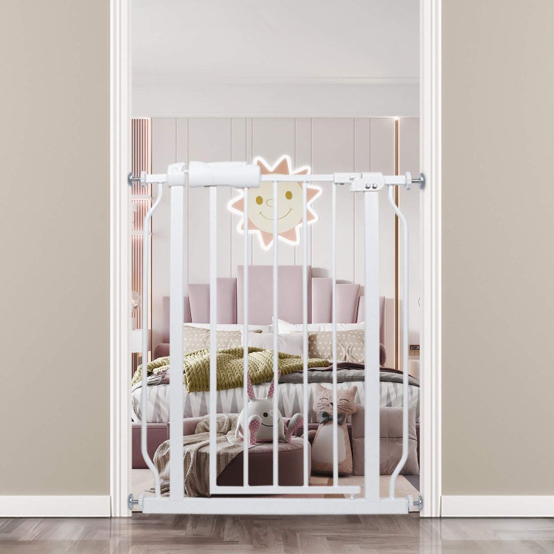 COSEND COSEND Narrow Walk Through Baby Gate 24022913 Inch Wide Auto Close Tension White Metal Child Pet Indoor Safety Gates Pressure Mounted for Stairs Doorways 240229136174CM White 