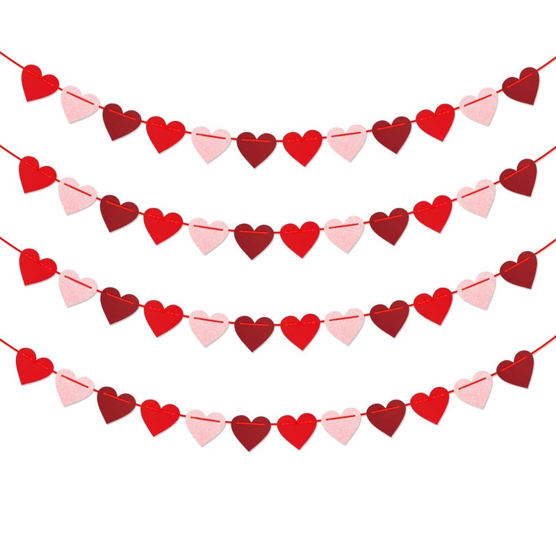 Hugfond Galentines Party-Decorations Valentines Day Heart-Garland - 52ft Burgundy-Red Rose-Gold Streamers Paper Banner, Anniversary Baby Shower Wedding Hanging Decor Hugfond - Image 1