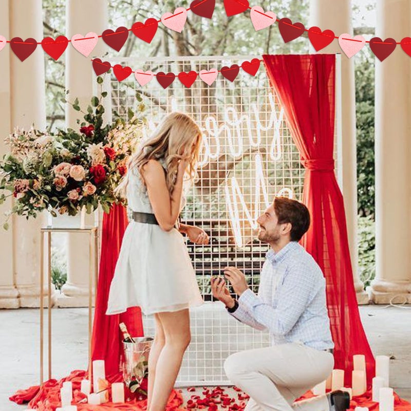 Hugfond Galentines Party-Decorations Valentines Day Heart-Garland - 52ft Burgundy-Red Rose-Gold Streamers Paper Banner, Anniversary Baby Shower Wedding Hanging Decor Hugfond - Image 3