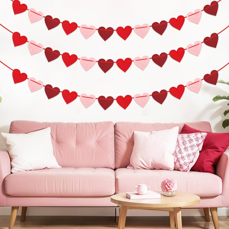 Hugfond Galentines Party-Decorations Valentines Day Heart-Garland - 52ft Burgundy-Red Rose-Gold Streamers Paper Banner, Anniversary Baby Shower Wedding Hanging Decor Hugfond - Image 4