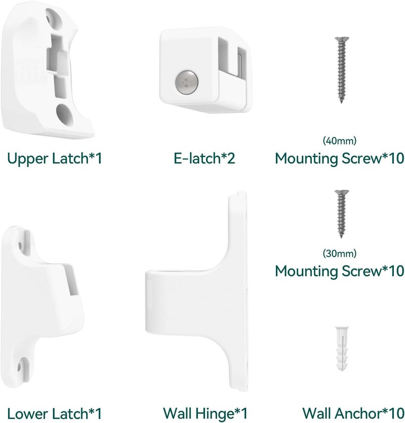 BABELIO Hole Mounting Kit for Babelio 2643 Auto Close BabyDog Gate for Stairs Contains Screws White - Image 3