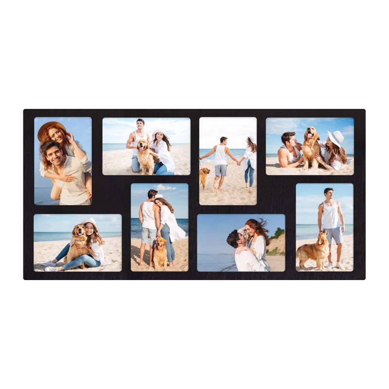 YESKAY 4x6 Picture Frame Collage for Wall Decor,Multiple Photo Collage Frames with Tempered Glass,8-Opening for 4 x 6 Picture Frames,Rustic Black,1 Pack(OD:11.75X21in) - Image 1