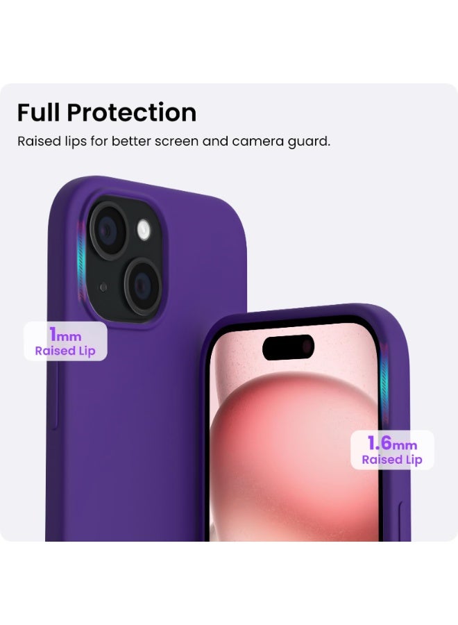 جراب متوافق مع iPhone 13/14 مقاس 6.1 بوصة، جراب هاتف نحيف من السيليكون السائل مكون من 4 طبقات من المطاط الهلامي الناعم المقاوم للصدمات مع بطانة من الألياف الدقيقة المضادة للخدش (أرجواني) - Image 5
