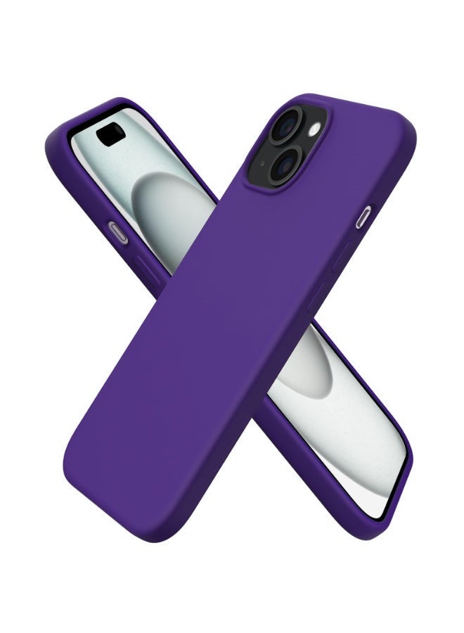 جراب متوافق مع iPhone 13/14 مقاس 6.1 بوصة، جراب هاتف نحيف من السيليكون السائل مكون من 4 طبقات من المطاط الهلامي الناعم المقاوم للصدمات مع بطانة من الألياف الدقيقة المضادة للخدش (أرجواني) - Image 1