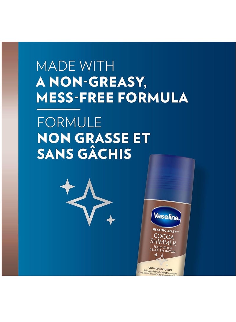 Vaseline Lotion Bundle, Cocoa Shimmer Jelly Stick Highlighter & Luminizer + All Over Body Balm Stick, Vaseline Cocoa Butter, Body Balm Skin Care Set, Petroleum Jelly for Dry Skin (4 Piece Set) - Image 2