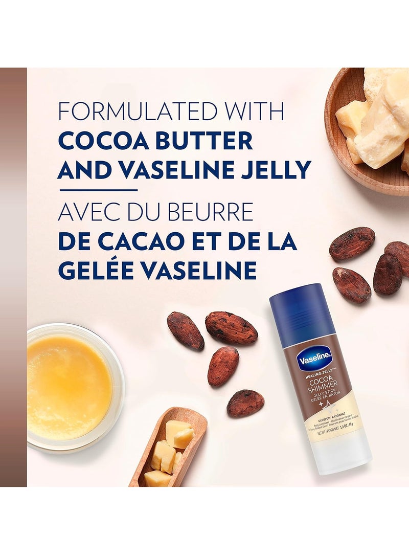 Vaseline Lotion Bundle, Cocoa Shimmer Jelly Stick Highlighter & Luminizer + All Over Body Balm Stick, Vaseline Cocoa Butter, Body Balm Skin Care Set, Petroleum Jelly for Dry Skin (4 Piece Set) - Image 3