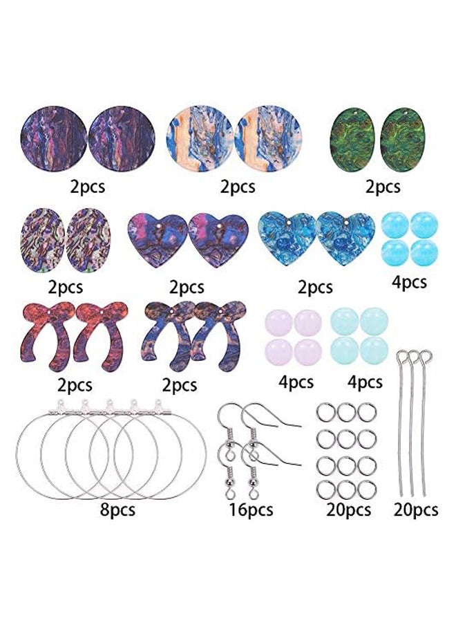 Generic 8 Pairs Resin Dangle Round Oval Heart Earring Making  - Image 3