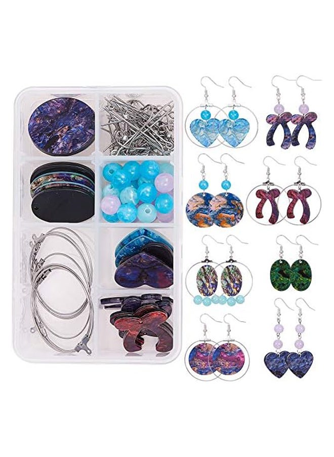 Generic 8 Pairs Resin Dangle Round Oval Heart Earring Making  - Image 2