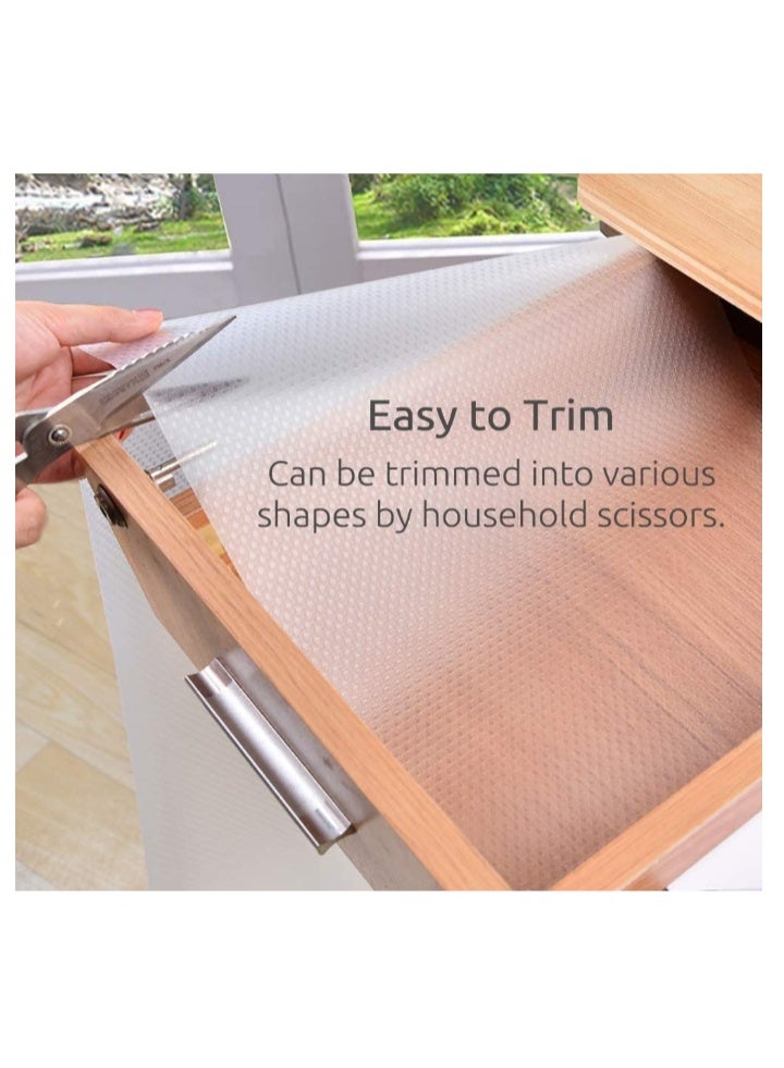 بطانة الرف غير لاصقة (شفافة، 3 لفات 45x150 سم) منظم خزانة EVA وسادة خزانة بطانة درج لفافة بطانة ثلاجة للمطبخ وغرفة النوم، بطانة خزانة غير لاصقة بطانة درج شفافة - Image 3