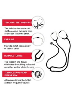 Ever Ready First Aid Deluxe Dual-Head Teaching Stethoscope For Medical Training, Nursing Students And Teachers - Black  - Image 1