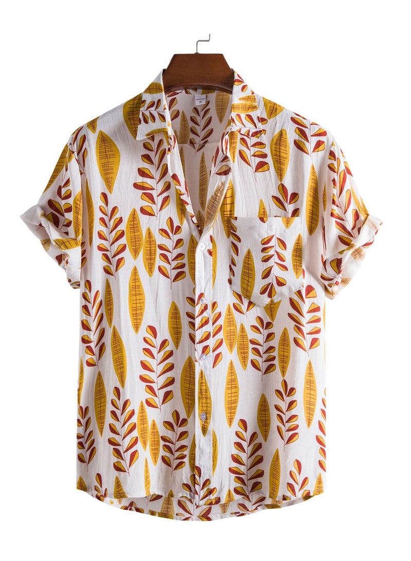 Summer new floral men's casual short-sleeved floral shirt - Image 1
