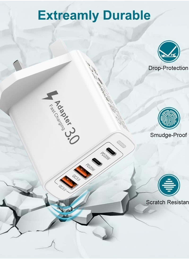 Gravity USB C Plug 40W 4-Port USB C Fast Charger – Multi USB Adapter with Dual USB-C Ports, UK Plug – Fast Charging Power Adapter for iPhone 15, 14, 13, 12, 11 Pro Max, iPad, Samsung Galaxy & More - Image 4