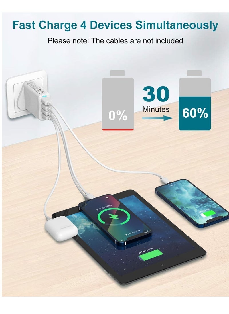 Gravity USB C Plug 40W 4-Port USB C Fast Charger – Multi USB Adapter with Dual USB-C Ports, UK Plug – Fast Charging Power Adapter for iPhone 15, 14, 13, 12, 11 Pro Max, iPad, Samsung Galaxy & More - Image 2