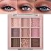 Erinde 9 Colors Eyeshadow Palette Matte Shimmer Glitter Eye Shadow Makeup Palette Highly Pigmented Long Lasting Waterproof Natural Neutral Nude Eyeshadow Makeup Pallet Pink Purple Rose - Image 2