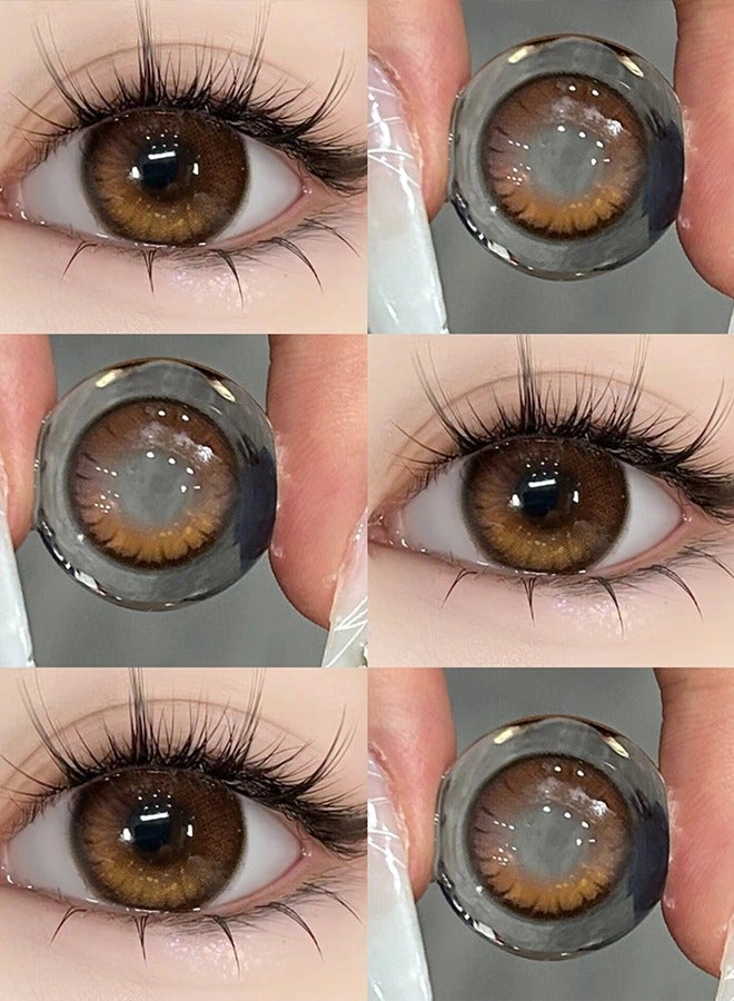 Mill creek color contact lenses 14.2MM hydrogel lenses can be used for 12 months 1 pair of 2 brown glasses - Image 3