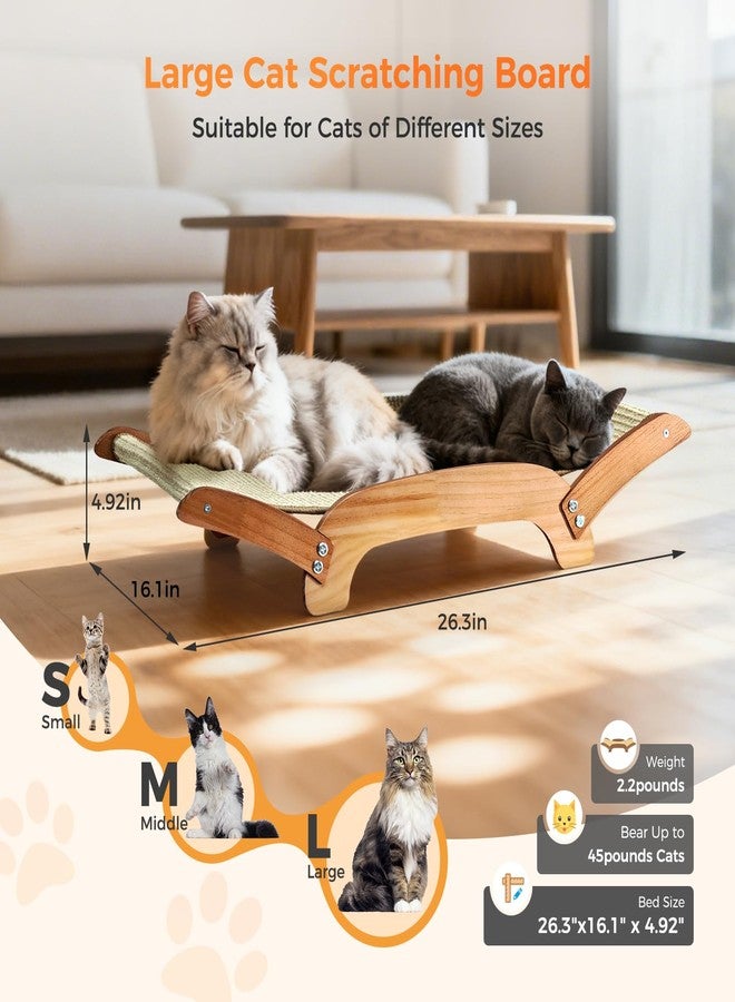 Giunn Extra-Larger 3-in-1 Sisal Cat Scratcher Bed, 26 Inch Scratch Pad for Large Cats, Natural Sisal with Sturdy Solid Wood Frame, Durable Cat Scratching Post for Cats Lounger & Sleep & Scratch - Image 2