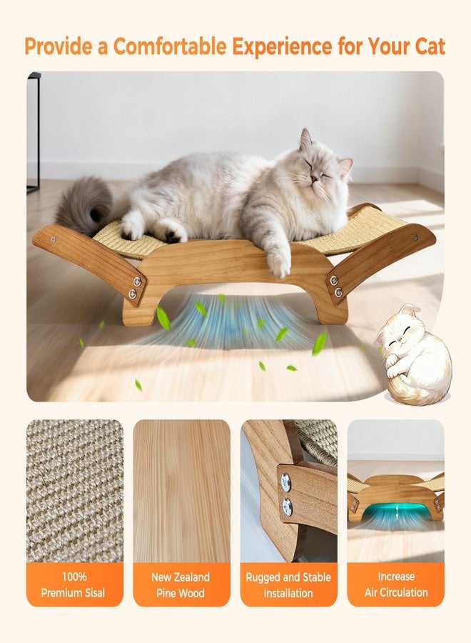 Giunn Extra-Larger 3-in-1 Sisal Cat Scratcher Bed, 26 Inch Scratch Pad for Large Cats, Natural Sisal with Sturdy Solid Wood Frame, Durable Cat Scratching Post for Cats Lounger & Sleep & Scratch - Image 5