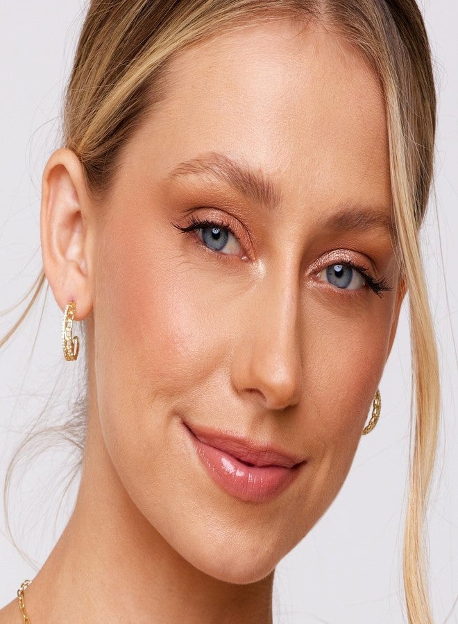 Vintage Havana Small Hoop Earrings For Women | 18K Gold Plated/Silver Plated | Dainty Hoop Earrings | Gift For Women | Pave Cubic Zirconia Hoop Earrings | Sterling Silver Post - Image 2