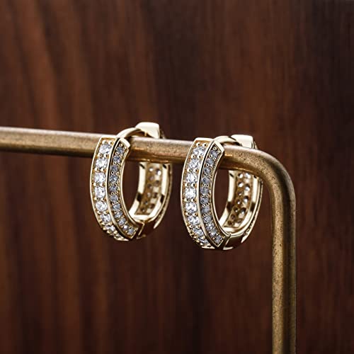 TOPGRILLZ Iced Out Hoop Earrings Cubic Zirconia Huggie Cartilage Cuff Hypoallergenic 14K Gold Plated Luxury Fashion Round Circle Earrings For Men Women-18Gold - Image 5