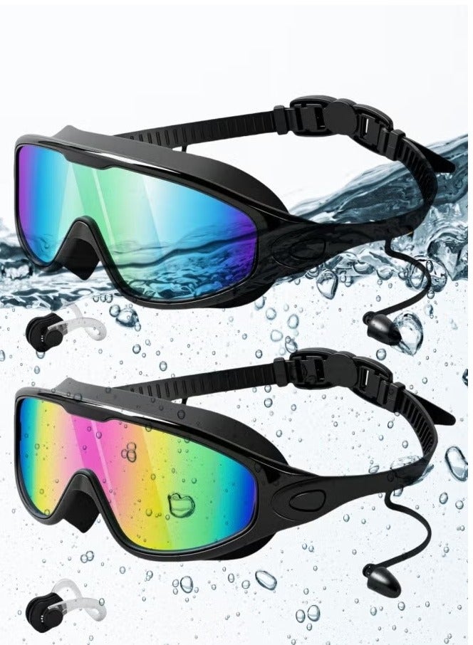 Milatech Swim Goggles 2 Pack, Wide View Anti Fog&UV Swimming Goggles for Audlt, No Leaking Swim Glasses for Men Women Youth - Image 1