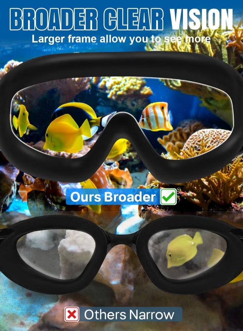 Milatech Swim Goggles 2 Pack, Wide View Anti Fog&UV Swimming Goggles for Audlt, No Leaking Swim Glasses for Men Women Youth - Image 3