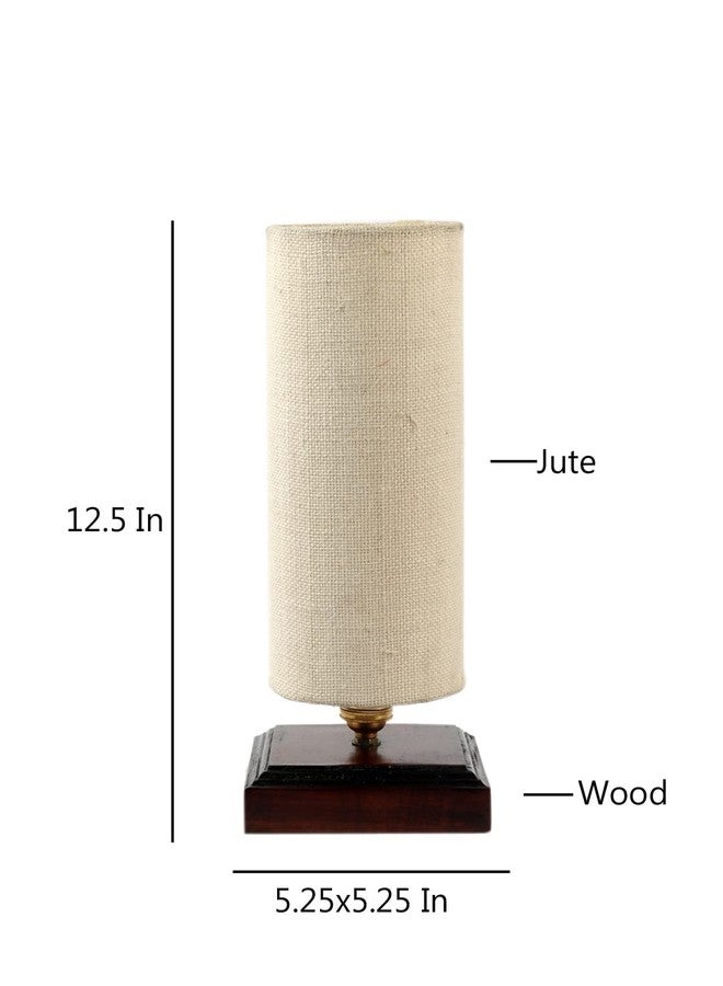 Devansh White Jute Table lamp with Wood Square Base - Image 4