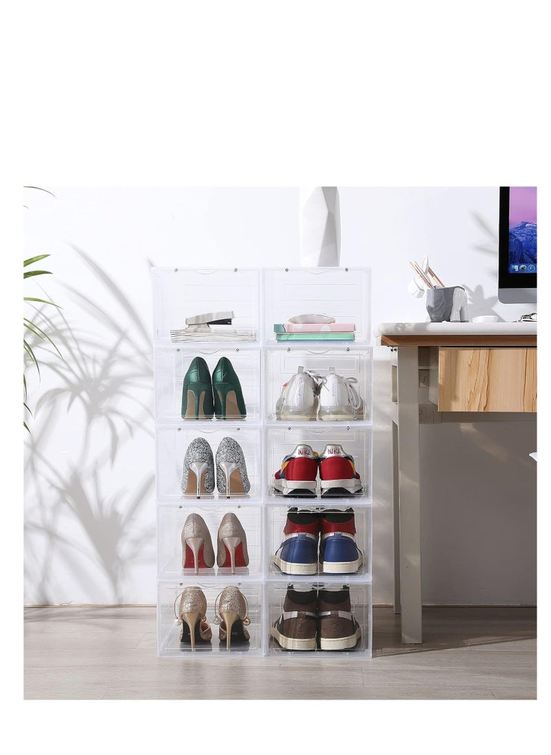 Cool Baby - COOLBABY Shoe Storage Box, Clear Plastic Stackable Shoe Box with Lid on Front, Shoe Storage Box and Container Easy to assemble (1 piece, clear) - Image 1