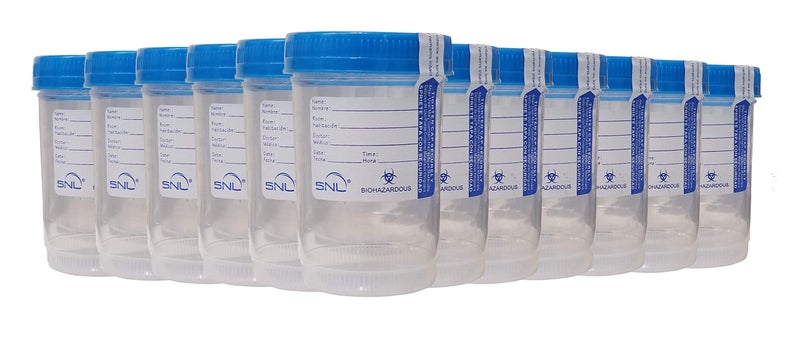 SNL SNL Quality Sterile Specimen Cups Screwon Cap Tamper Evident 4oz Blue Cover  Pack of 12