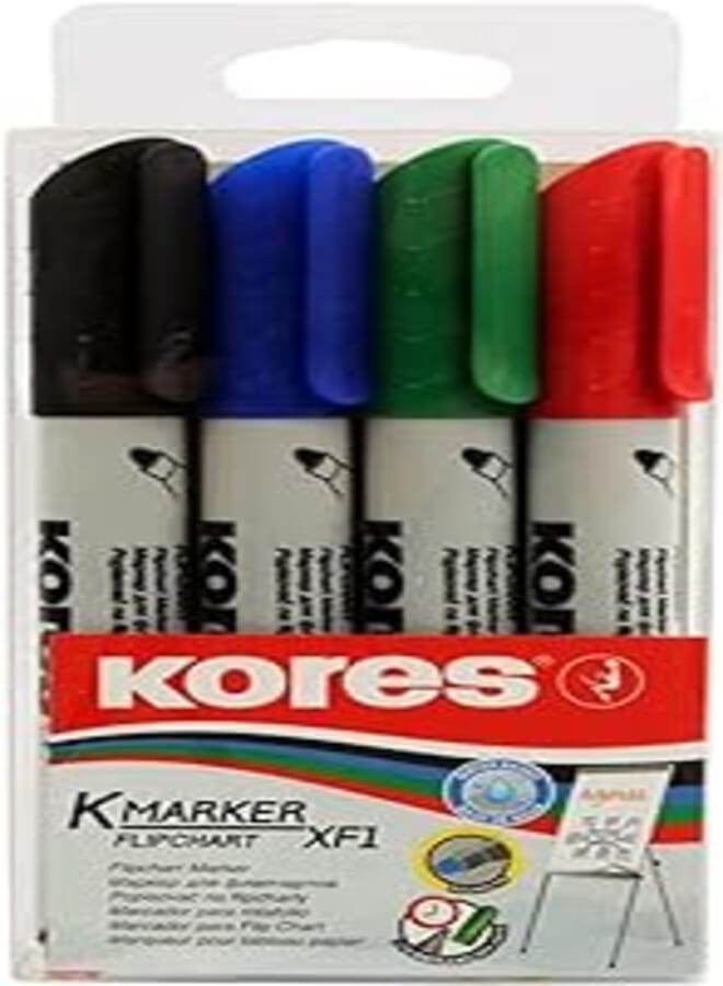 Kores k-marker flipchart 4 colors xf1 no.21344 -black-blue- red - green