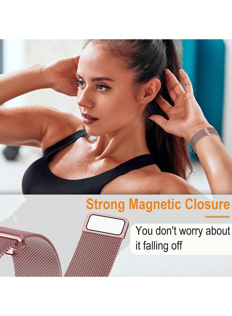 O Ozone (Pack of 2) Straps Compatible with Huawei Watch Fit 4 / Fit 4 Pro/Fit 3, Metal Mesh with Magnetic Closure, Magnetic Milanese Loop Replacement for Men & Women - Rose Gold/Gold - Image 4