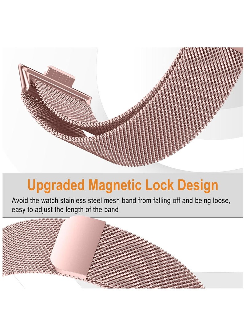 O Ozone (Pack of 2) Straps Compatible with Huawei Watch Fit 4 / Fit 4 Pro/Fit 3, Metal Mesh with Magnetic Closure, Magnetic Milanese Loop Replacement for Men & Women - Rose Gold/Gold - Image 3