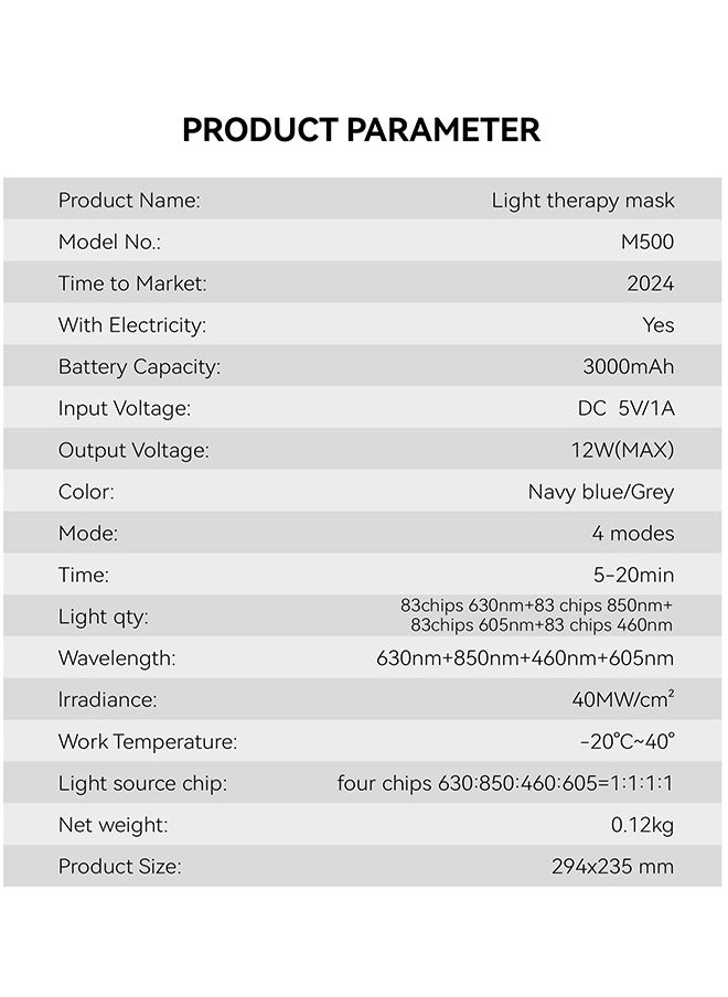 Generic - Wireless Near-Infrared Light and Red Light Therapy Facial Mask For Powerful Anti-ageing Professional Ultra-light Mask,Blue - Image 1