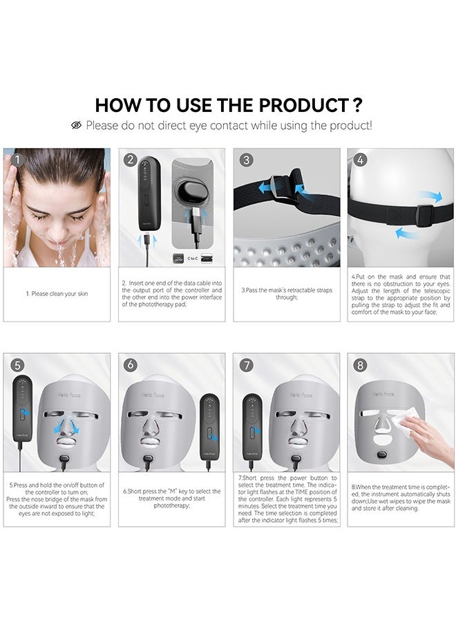 Generic - Wireless Near-Infrared Light and Red Light Therapy Facial Mask For Powerful Anti-ageing Professional Ultra-light Mask,Blue - Image 1