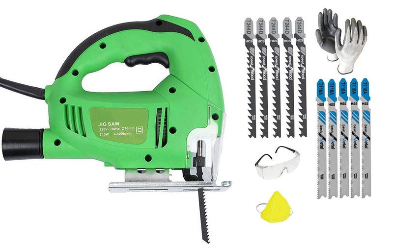 ISC آلة منشار كهربائي قوية بسرعات متغيرة وشفرات لقطع المعادن والألمنيوم والخشب (أخضر) - Image 2