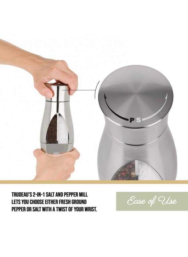 Trudeau 2-in-1 Salt & Pepper Mill 6.25"-Silver  - Image 2