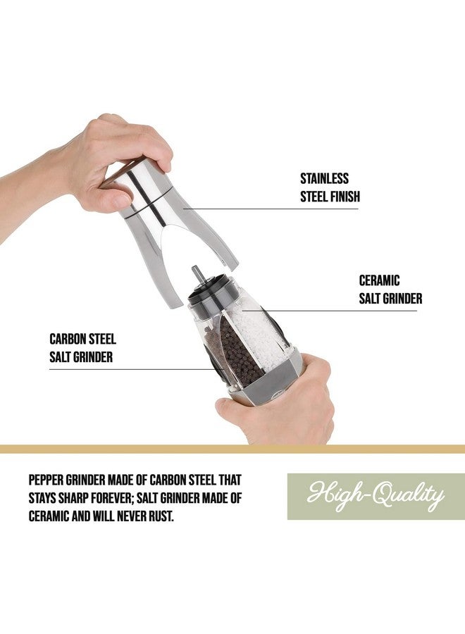 Trudeau 2-in-1 Salt & Pepper Mill 6.25"-Silver  - Image 4