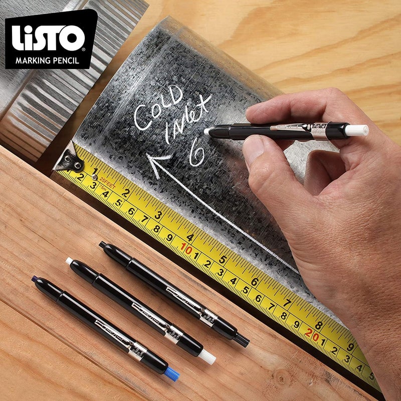 Listo 1620 Grease Marking Pencils, Box of 12 (Colors: Black, Blue, Red, White) - Includes 1 Orange Pencil - Image 4