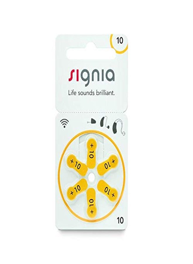Signia Hearing Aid Zinc Air Batteries Size 10 No (pack of 4 strips) - 24Pcs (Yellow) - Image 1