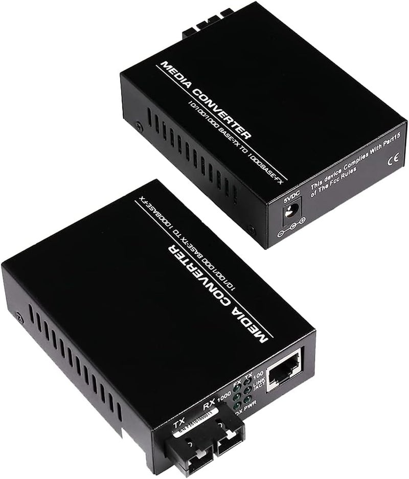 GESD A Pair 2 Pack Multi-Mode Dual SC Fiber Gigabit Fast Ethernet Media Converter, Mini 1x 10/100/1000Base-T RJ45 to 1000Base-SC Slot Converter Transceiver, up to 2KM 850-1310-nm, AC 100V~240V - Image 1