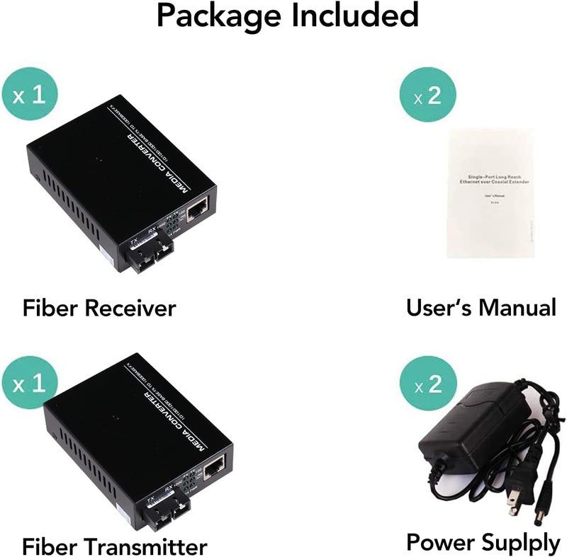 GESD A Pair 2 Pack Multi-Mode Dual SC Fiber Gigabit Fast Ethernet Media Converter, Mini 1x 10/100/1000Base-T RJ45 to 1000Base-SC Slot Converter Transceiver, up to 2KM 850-1310-nm, AC 100V~240V - Image 3