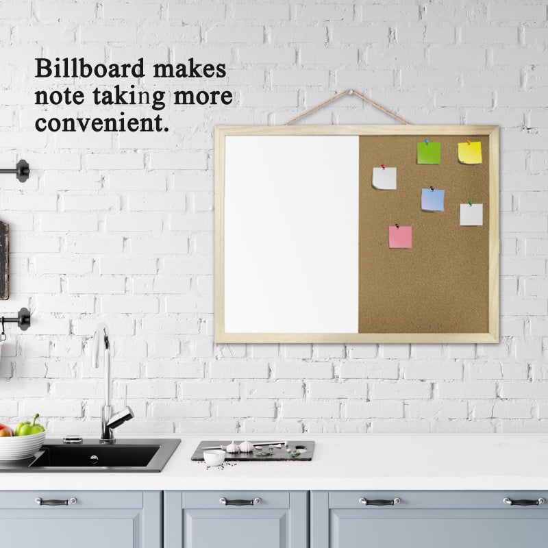 GDMINLO 16.5 x12.6 Inches Dry Erase Cork Bulletin Combination Board, Notice Memo Wall Mounted Vision for Home, School and Office(Pins, Eye Bolts, gaskets, Screws) - Image 5