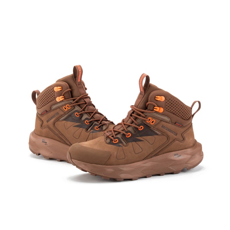 ROCKROOSTER Farmington 2 Waterproof Hiking Boots for Men, 6" Anti-Fatigue Outdoor Brown Nubuck Leather Shoes(OC21031 US 10.5) - Image 1