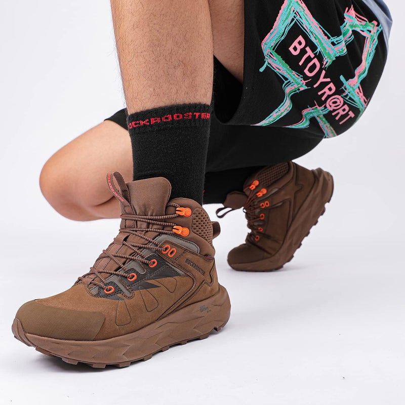ROCKROOSTER Farmington 2 Waterproof Hiking Boots for Men, 6" Anti-Fatigue Outdoor Brown Nubuck Leather Shoes(OC21031 US 10.5) - Image 5