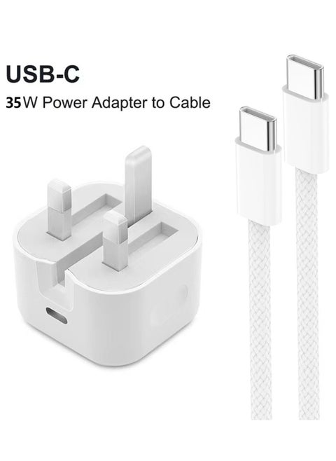 iPhone 35W USB C Fast Charge Adapter, Type C Power Block Wall Charger, Plug Adapter, with 1 Meter 35W Fast Charging Cable, Compatible with iPhone 16 Pro Max, iPhone 16 Pro, iPhone 16 Plus, iPhone 16